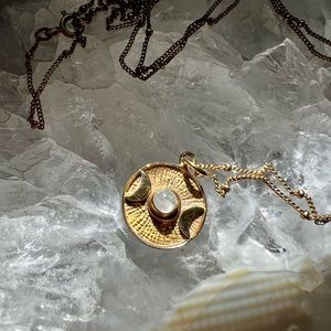 Gold Moonstone Goddess Necklace